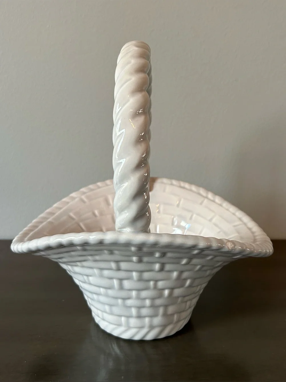 Vintage White Ceramic Basket